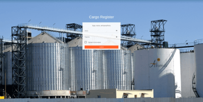 Скріншот першого екрану проєкту Cargo Register